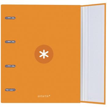 Carpeta Antartik liderpapel A4 cuadro 5 mm forrada con 4 anillas de 40mm redondas mostaza + recambio