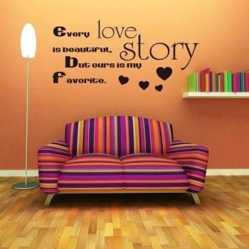 Romántica Amor Decir la pared adhesivo vinilo provista de pared Cita de Artificial de cada palabra Love Story Bosquejo, vinilo, custom, 22x46