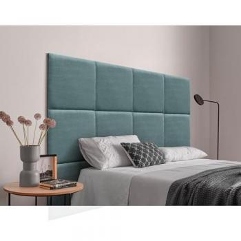 Cabecero de Terciopelo Liso Alta Gama Moderno Acolchado 150x50 (150/160) Turquesa