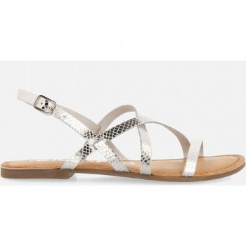 Sandalias Plateadas de Piel con Tiras Finas para Mujer Dania
