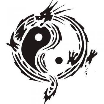INDIGOS Vinilo Decorativo para Pared w006 Dragón Jing Jang Chia, Japón, 80x71, Negro, 80x8x71 cm