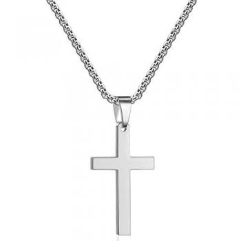 OSTAN Colgante Cruz de Acero Inoxidable Hombre - Collar Cruz 40 45 50 60 70 cm Cadena Con Cruz Joyas De Con Caja De Regalo Para Mujeres Hombres Niños Colgant Cruz S 40 cm