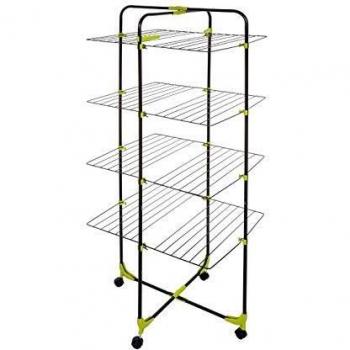 Tendedero Plegable Mojave Transparente de 40m con Soportes para Perchas y 4 Ruedas