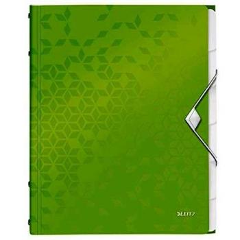 Carpeta Archivadora Leitz WOW A4 6 Compartimentos PP Verde Metalizado
