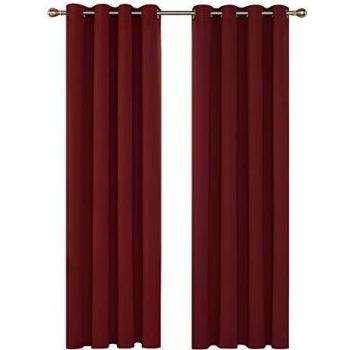 Deconovo Cortinas Salon Modernas Aislantes Térmicas Funcional Estilo Elegante con Ollados 2 Piezas 132 x 242 cm Rojo Oscuro