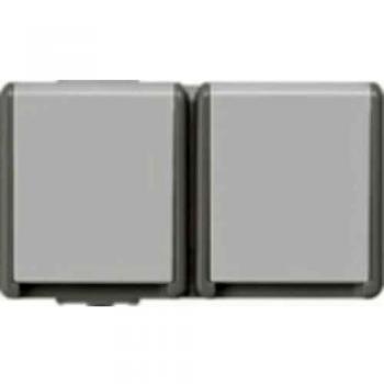 Base enchufe doble horizontal IP44 BJC Delta superficie con protección infantil 5UB4725
