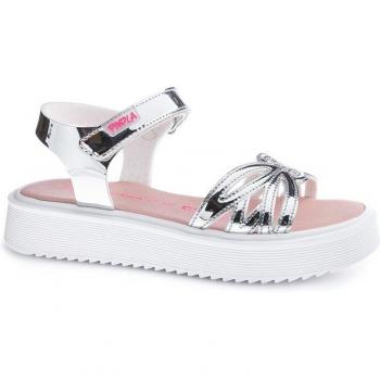 Sandalias de niña Paola fashion girl by Pablosky color titanio plata con cierre adherente, plataforma cómoda y diseño versátil, made in Spain