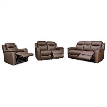 Sofá Relax Evasión 3+2+1 Plazas de Piel - Marrón con Asientos Manuales