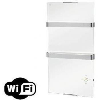 PURLINE Toallero Calefactor Eléctrico 600W con Panel de Cristal Blanco y Termostato ZAFIR V600T W
