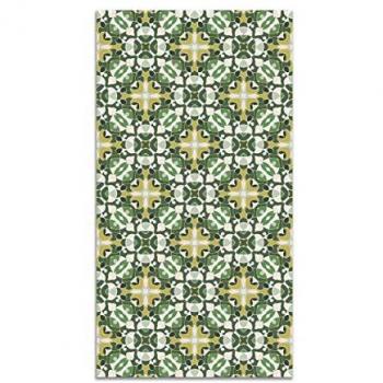 Alfombra Vinílica Estilo Hidráulico Oriental Verde 140x200 cm - Antideslizante e Ignífuga para Cocina y Salón