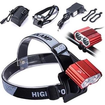 2400Lm recargable linterna Cree x2 bicicleta bici led linterna linterna con 4 x 18650 batería 5200Mah, Compatible con la montaña, ciclismo, senderismo... Más seguro en la carretera