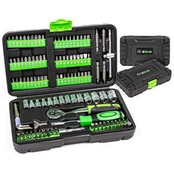 T-LoVendo TLV-130P Maletin de Herramientas juego 130 pcs Caja Maleta Taller Carraca Llaves Vaso
