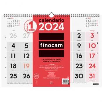 Finocam Calendario Pared 2024 L Números Grandes 430x310mm Neutro Ref 780010024