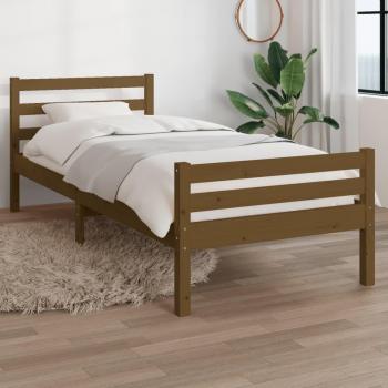 Cama individual de madera maciza ámbar 75x190 cm