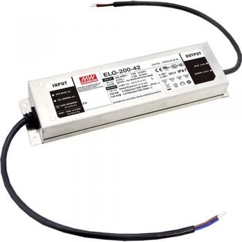 Driver LED Mean Well ELG-200-54AB-3Y, 200 W, 54 V CC, 3720 mA, dimmable, 3 en 1, apto para superficies inflamables