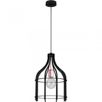 Lámpara de Suspensión Riana, Metal Negro y Cobre, 29x29x115 cm