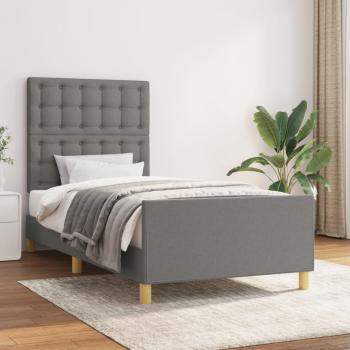 Cabecero de Tela Gris Oscuro 90x190 cm con Estructura de Cama vidaXL