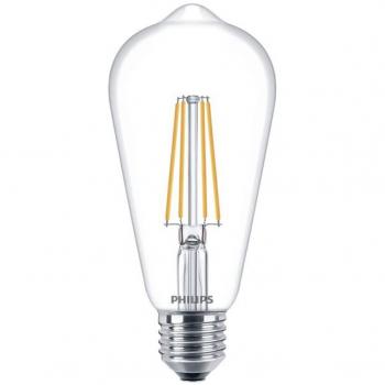 Philips CorePro 7W ST64 LED Edison Bulb, 60W Replacement, Clear Glass, Warm White 2700K