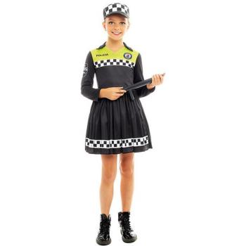Disfraz de Policía en Vestido negro y amarillo para niña