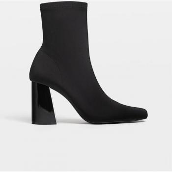 Stradivarius Fabric High-Heel Ankle Boots Black