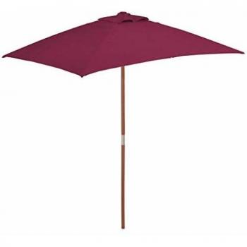Bordeaux Red Garden Parasol with Wooden Pole 150x200 cm