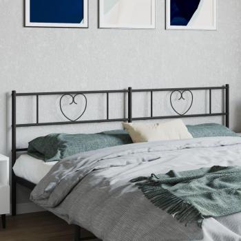 Cabecero de metal negro 200 cm con diseño moderno, estructura robusta, acabado en pintura negra mate, compatible con camas de tamaño estándar y fácil instalación