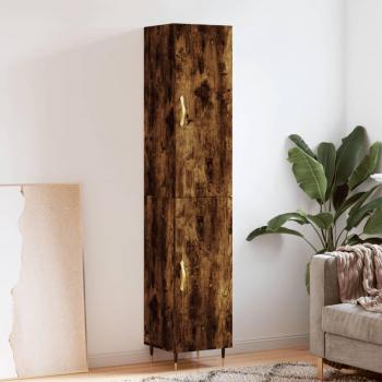 Aparador de madera contrachapada roble ahumado 34,5x34x180 cm marrón vidaXL