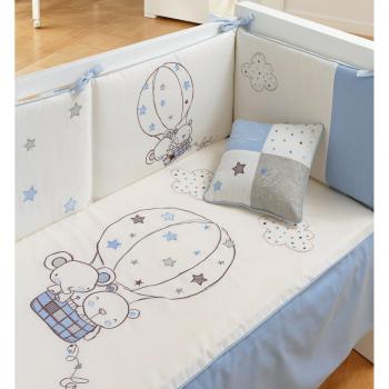 Pirulos Edredón Globo Azul + Protector + Cojín + Sabanas de Regalo Maxicuna 70x140