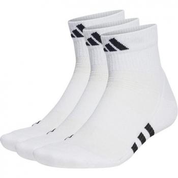 Calcetines Adidas Pack 3 para hombre en color blanco, tipo fitness, con características de amortiguación, media altura y diseño cómodo