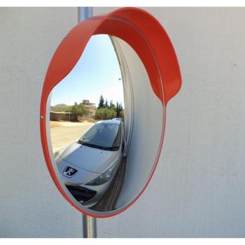 ECM-60o Espejo de seguridad, convexo y flexible, de 60 cm de diámetro, para garantizar la seguridad en calles y en tiendas, con soporte de fijación ajustable para poste de 48 mm.