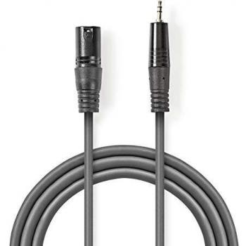 Nedis Cable de Audio XLR 3 m Gris con Conector XLR de 3 Pines y Longitud de 3 Metros