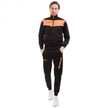 Givova Chándal Visa Fluo Negro Unisex Kinder Sportset, Schwarz/Neonorange