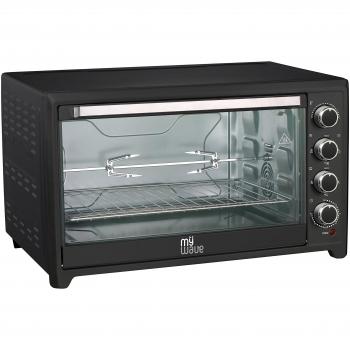 MyWave Horno 60 Litros MWECHOR-R60RC Horno Electrico de Sobremesa 2000W Conveccion y Rustipollo Parrilla y Bandeja para Hornear Color Negro