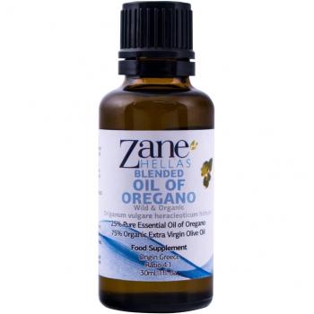 ZANE HELLAS Acéite de Orégano Esencial Griego Silvestre Puro con 86 por ciento Mínimo de Carvacrol, 25 % Acéite de Orégano – 75 % Acéite de Oliva Extra Virgen. 1 fl. oz. 30 ml.Carvacrol por Porción 33 mg. Super 25.