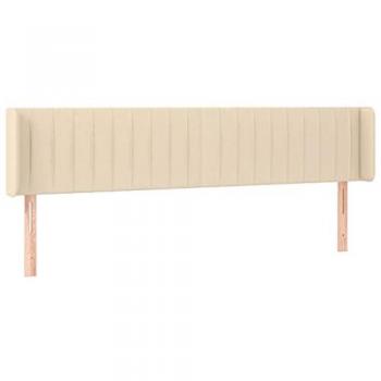 Cabecero de cama tapizado en tela crema con LED 203x16x78/88 cm