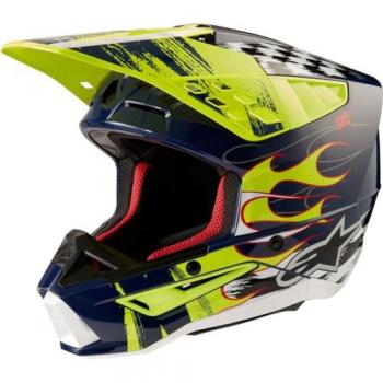 Alpinestars Casco de Cross SM5 Rash Azul Marino-Amarillo Fluo 2XL XXL