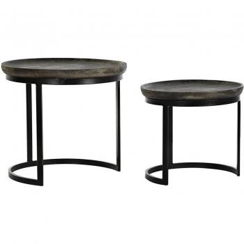 Juego de 2 mesas DKD Home Decor Marrón Negro 55 x 55 x 50 cm