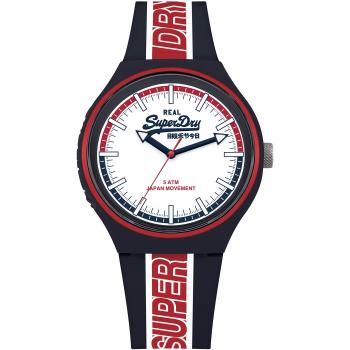 Reloj Deportivo Retro Unisex Superdry Urban XL de Silicona Azul Marino con Franja Roja