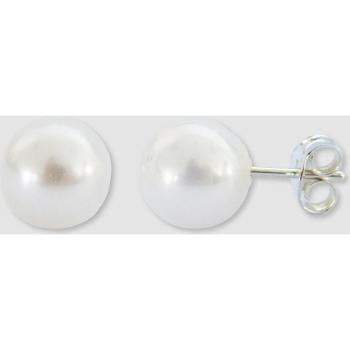 Pendientes Dormilona Basic perla blanca 10mm y plata