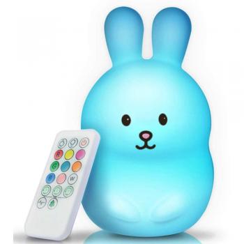 USB recargable con temporizado remoto Mini - LED multicolor Lámpara infantil nocturna silicona suave y lavable