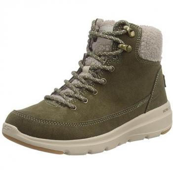Botines Mujer Skechers Glacial Ultra - Woodlands, color verde oliva, modelo 17677, talla 38 EU, diseño plano