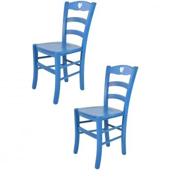 Set de 2 Sillas Cuore en Madera de Haya Anilina Azul
