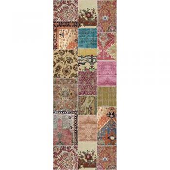 Alfombra Vinílica Étnica Multicolor para Pasillo y Cocina - Rombos, Diferentes Tamaños, Modelo Sharif 2804 01