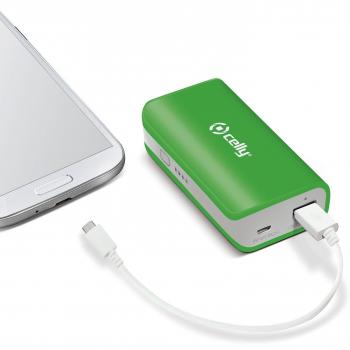 Celly PB4000GN - Batería externa, 4000 mAh, color verde