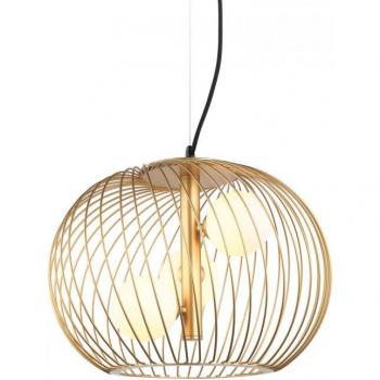 Lámpara colgante moderna Clarisa Italux dorada 3 luces con pantalla dorada y blanca, tipo de bombilla G9