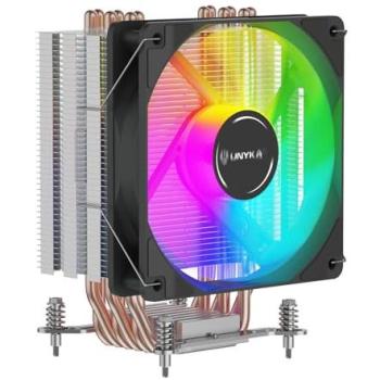 Disipador CPU UNYKAch UNYCOOL H60 ARGB, Compacto 120mm, 4 Heatpipes, Ventilador PWM Silencioso, Multisocket Intel y AMD