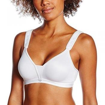 Lovable Reggiseno Brassiere Sportivo Active Support, Parte de Arriba de Bikini Para Mujer, Blanco