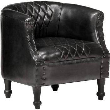 Sillón butaca de cuero genuino negro Day and Night