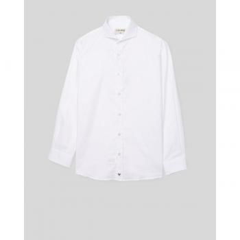 Silbon - Camisa de niño lisa de manga larga en color blanco con puños simples