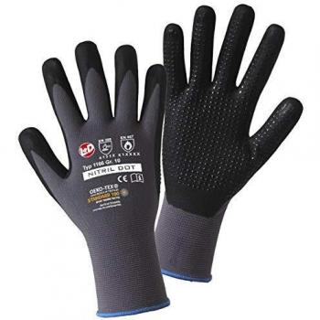 Guantes de trabajo NITRIL DOT 1166-9, Poliammide, EN 388:2016 CAT II, Talla 9, con Noppen